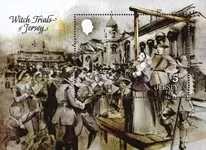 Bezpieczna płatność Jersey - De Heksenprocessen van Jersey, 1 postzegel - Postfris souvenirvelletje