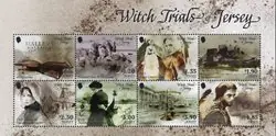 Jersey - De Heksenprocessen van Jersey, 8 postzegels - Postfris souvenirvelletje Tylko dziś