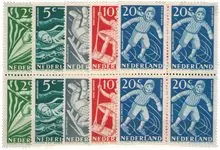 Autentyczny Nederland 1948 - NVPH 508-512 - Blok van 4 - Postfris