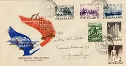 Szybka dostawa Nederland 1950 - NVPH E1a - FDC - Met adres