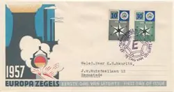Ekspresowa dostawa Nederland 1957 - NVPH E32 - FDC - Met adres