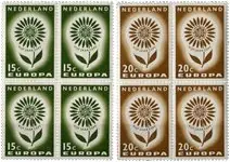 Autentyczny Nederland 1964 - NVPH 827-828 - Blok van 4 - Postfris