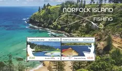 Popularny Norfolk Island - Fishing - Postfris souvenirvelletje