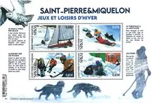Saint Pierre and Miquelon - Playing in the snow - Postfris souvenirvelletje Oferta limitowana