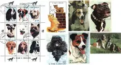 Sao Tomé & Principe - Honden - 7 souvenirvelletjes - Gestempeld Autentyczny
