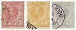 Suriname 1873-1889 - NVPH 1-3 - Gebruikt Nowość