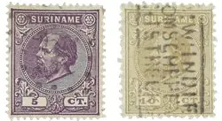 Suriname 1873-1889 - NVPH 5-6 - Gebruikt Popularny