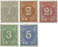 Suriname 1890 - NVPH 16-20 - Ongebruikt Tani