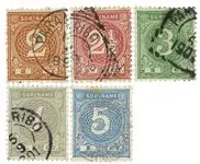 Suriname 1890-1893 - NVPH 16-20 - Gebruikt Popularny