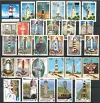 Vuurtorens - 29 verschillende postzegels en 1 souvenirvelletje 1966-2010 - Gestempeld Nowość