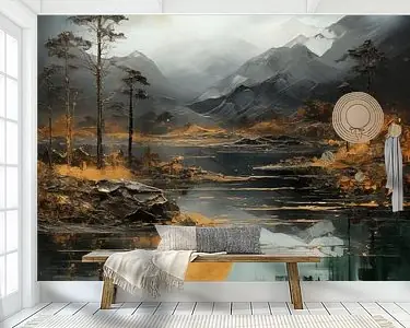 Premium Abstract landschap, Japandi stijl