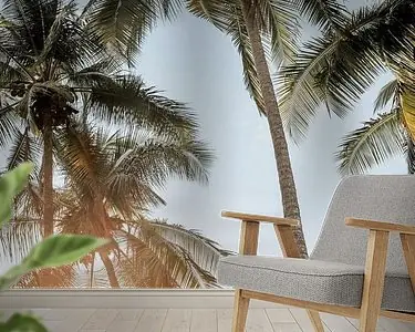 Palmbomen in de Zon met Tropische Bries Nowość