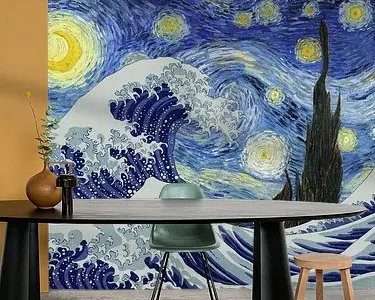 De grote golf onder de sterrennacht, van Gogh x Hokusai Bezpieczna płatność