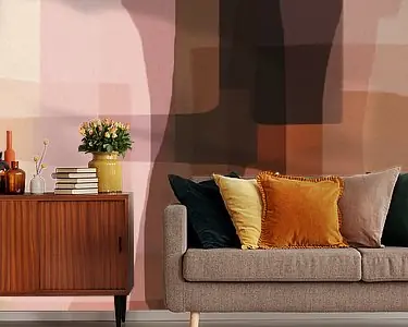 Ostatnia szansa Abstracte organische vormen en lijn in roze, beige, bruin.