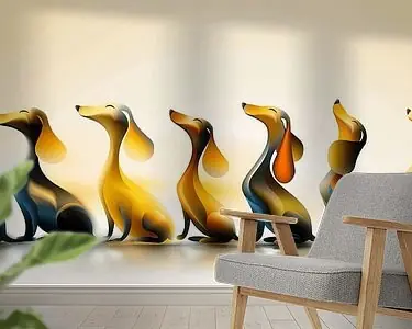 Oryginalny Teckels in Harmonie - Een Lijn van Levendigheid