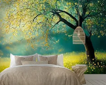 Tani Boom Bloemen | Boom in Bloei met Geel Bloemenveld