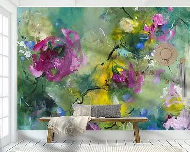 Wild Flowers - abstract kleurrijk schilderij met impressie van bloemen Ekspresowa dostawa