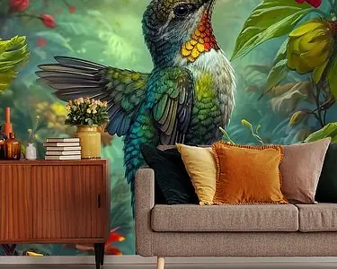 Premium Kolibrie in bloemen