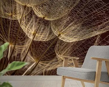 Oryginalny In het licht: Vanuit de gouden Tragopogon (met Bordeauxrode achtergrond)