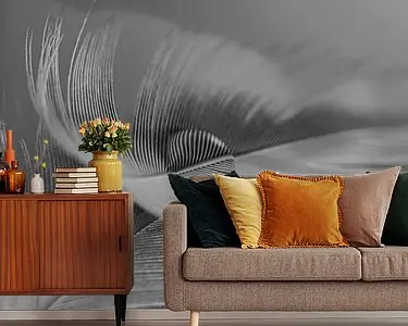 Stilleven in zwart-wit (grijstinten): Een druppel op een veertje Szybka dostawa