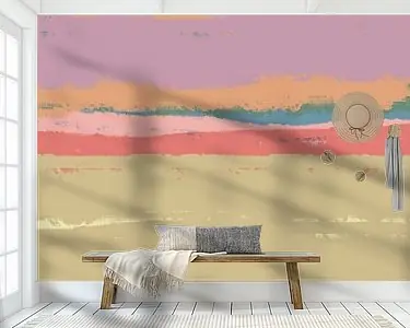 Dromenland. Modern abstract landschap in heldere pastelkleuren. Paars en beige Zamów teraz