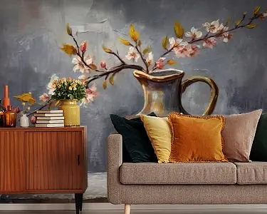 impressionistisch olieverf schilderij van een stilleven met bloesemtak Bezpieczna płatność