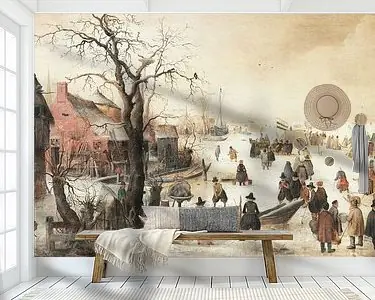 Winterlandschap op een kanaal, Hendrik Avercamp Wysoka jakość