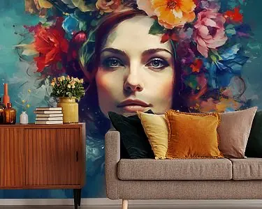 Wyprzedaż Schilderij Vrouw met Bloemen | Abstracte Kunst |