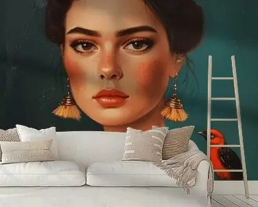 Bijzonder portret van een jonge vrouw met een vogel Darmowa dostawa