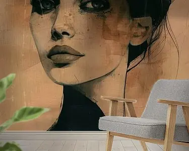 Modern en abstract portret in aardetinten Tani