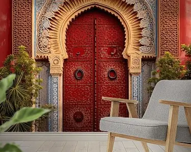 Prachtige poort met hoge deuren in Marrakech Promocja