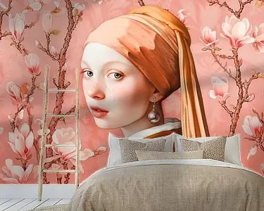 Meisje met de parel in oranje perzikkleur Zamów teraz