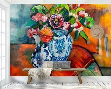 Oryginalny Een stilleven van een vaas met bloemen