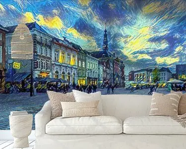 Markt van Den Bosch in de stijl van Van Gogh Najlepsza cena