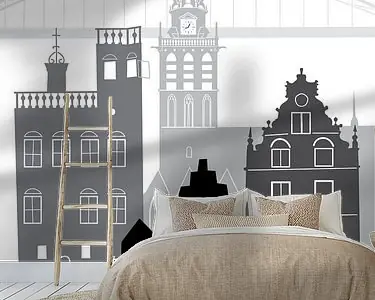 Skyline illustratie stad Nijmegen zwart-wit-grijs Darmowa dostawa