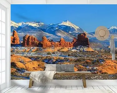 Winter panorama van Arches Nationaal Park, Utah Tylko dziś