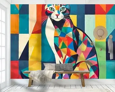Kleurrijke kat in kubisme Tani