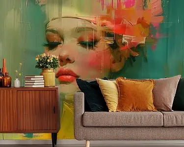 Modern en abstract portret in neon Kup teraz