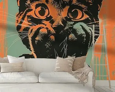 Nieuwsgierige Kat in Pop-Art Bezpieczna płatność