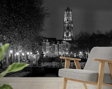 Szybka dostawa Weerdsluis, Oudegracht en Domtoren in Utrecht, ZWART-WIT