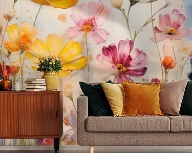 Een veld vol met bloemen Darmowa dostawa