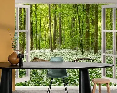 Nowość Uitzicht door het raam op het lentebos