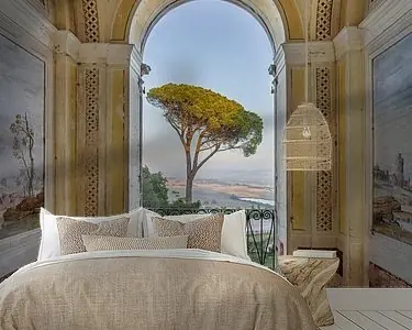 Zamów teraz Doorkijkje in verlaten Villa tijdens zonsondergang