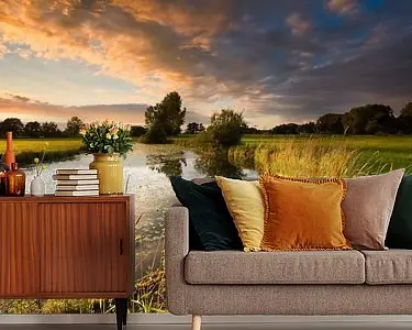 Bezpieczna płatność Zonsondergang boven rivier De Reest - Drenthe, Nederland