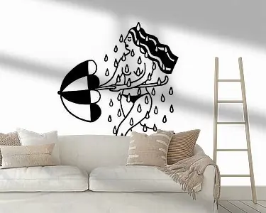 Oferta Naakte vrouw in regen met paraplu