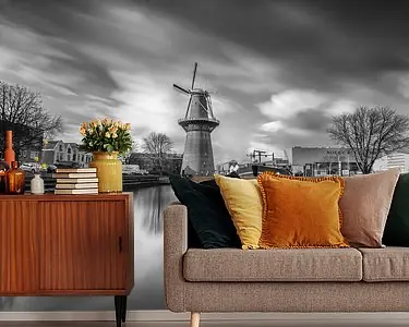 Nolet molen Schiedam in zwartwit Rabat