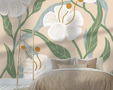 Witte Bloemen - Elegante Botanische Illustratie Wyprzedaż