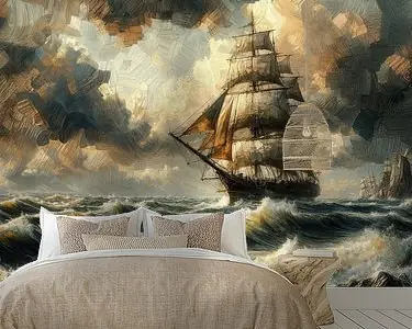 Zamów teraz Groot zeilschip in de storm in olieverf schilderij