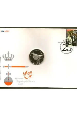 Zwrot pieniędzy Penning 2005, 25 jarig jubileum Beatrix met zegel