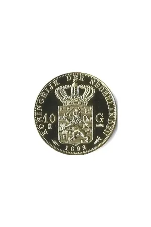 Nederland 1892 Replica 10 Gulden Wilhelmina verguld Met Certificaat Wysoka jakość